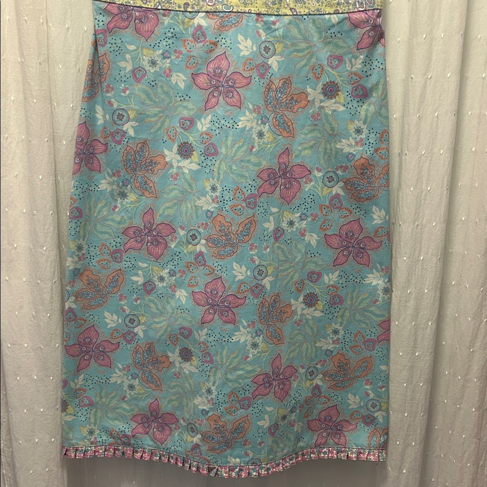 Hanna Andersson Dress Women’s 8 Blue/Pink Floral Midi Cottagecore Paisley - Picture 4 of 16